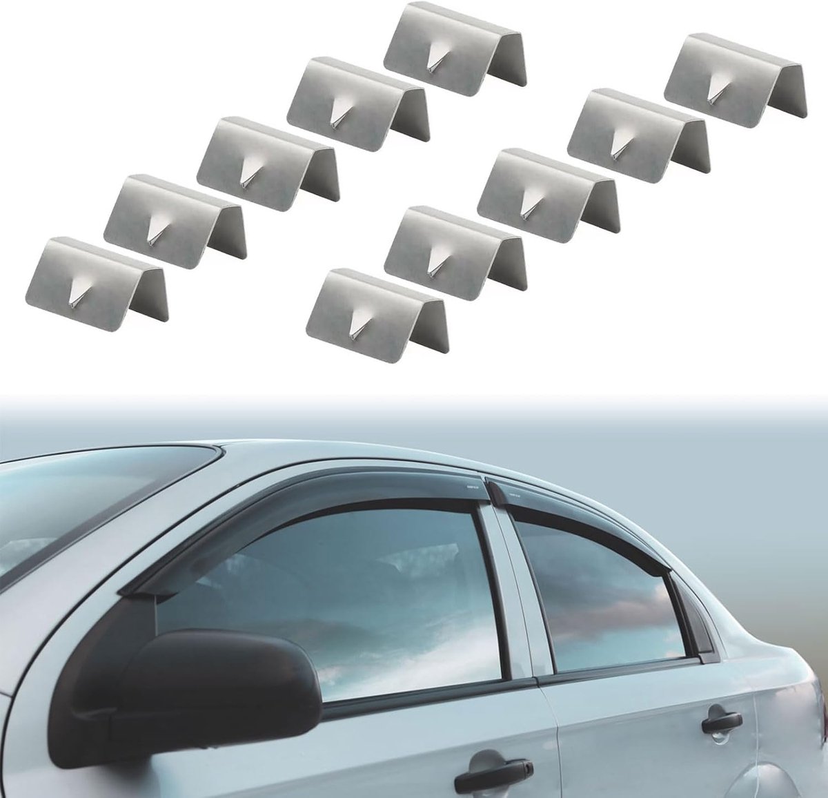 Dailygoods - Winddeflector Clips - Auto Bevestigingsclips - Roestvrij Staal - Wind Regen Deflector - 10 Stuks - Verbeter Pasvorm