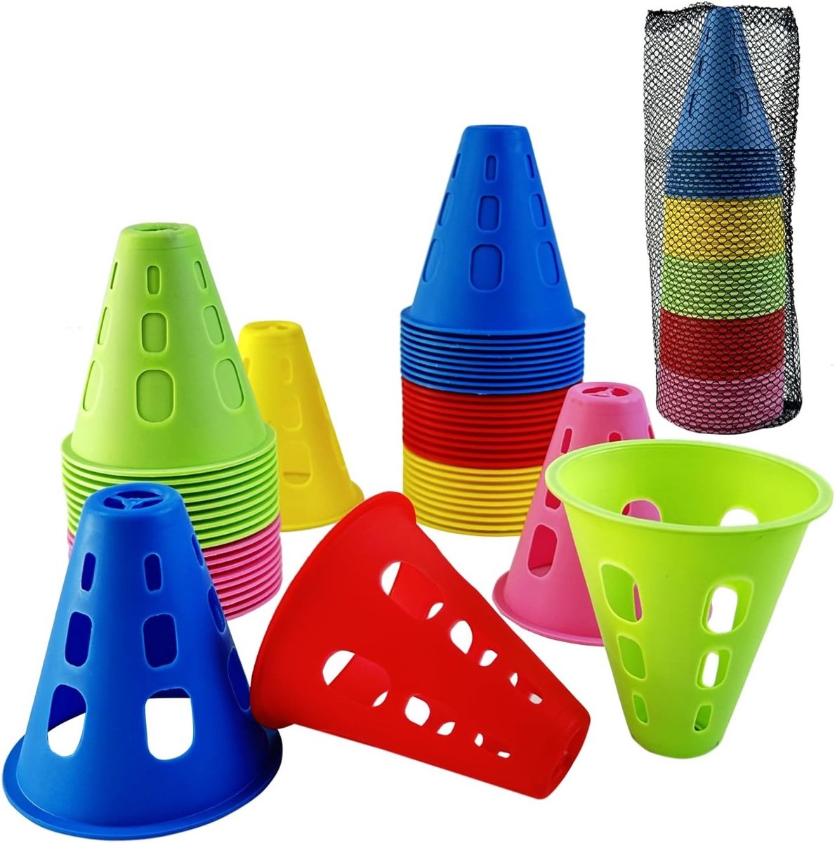 Slalom Kegels - Groen - 7,5 x 8 cm - Kunststof Obstakels voor Sporttraining