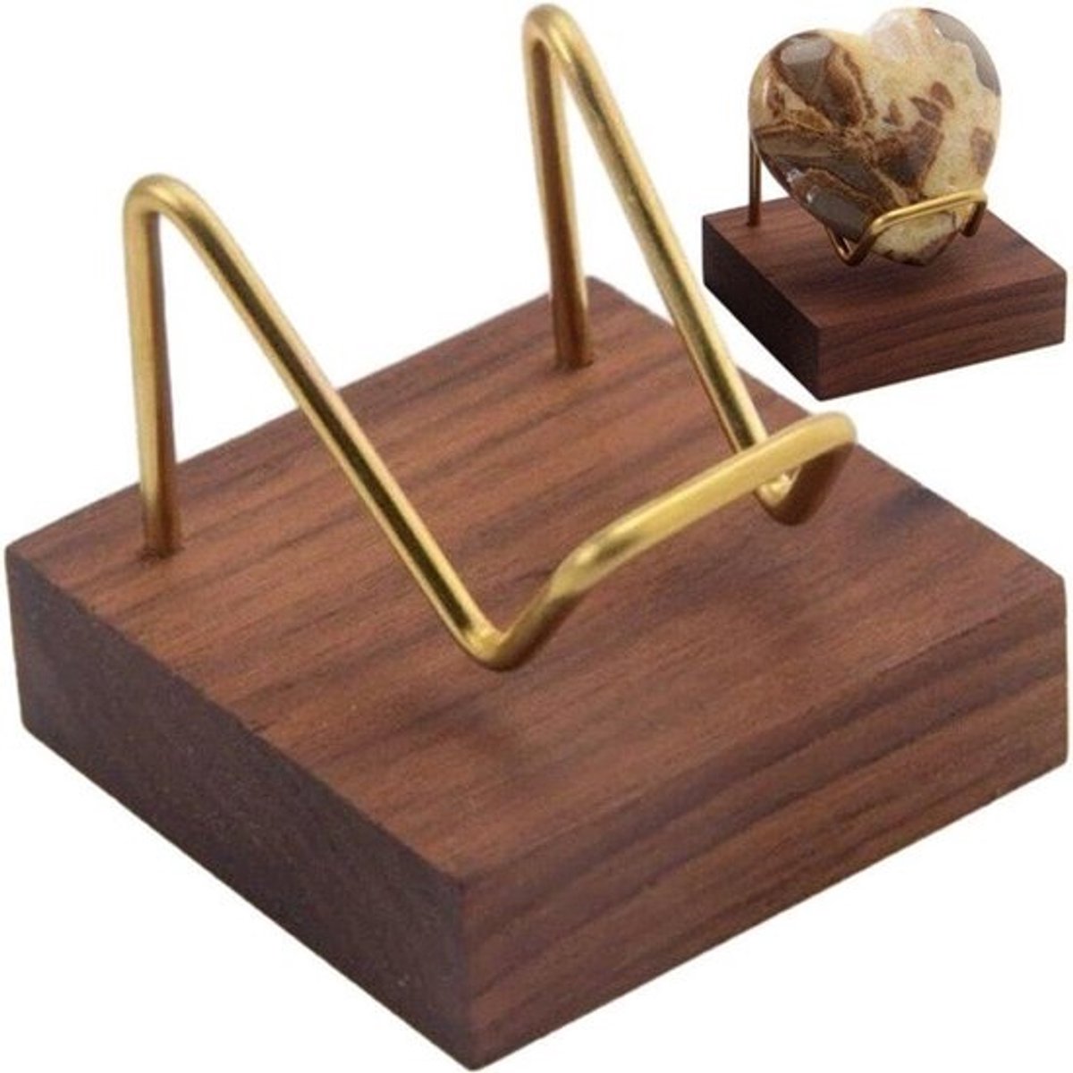 Fossielen Display Stand - Kristal Houder - Collecties Tonen - Stabiele Houten Basis - 5 x 5 x 4 cm
