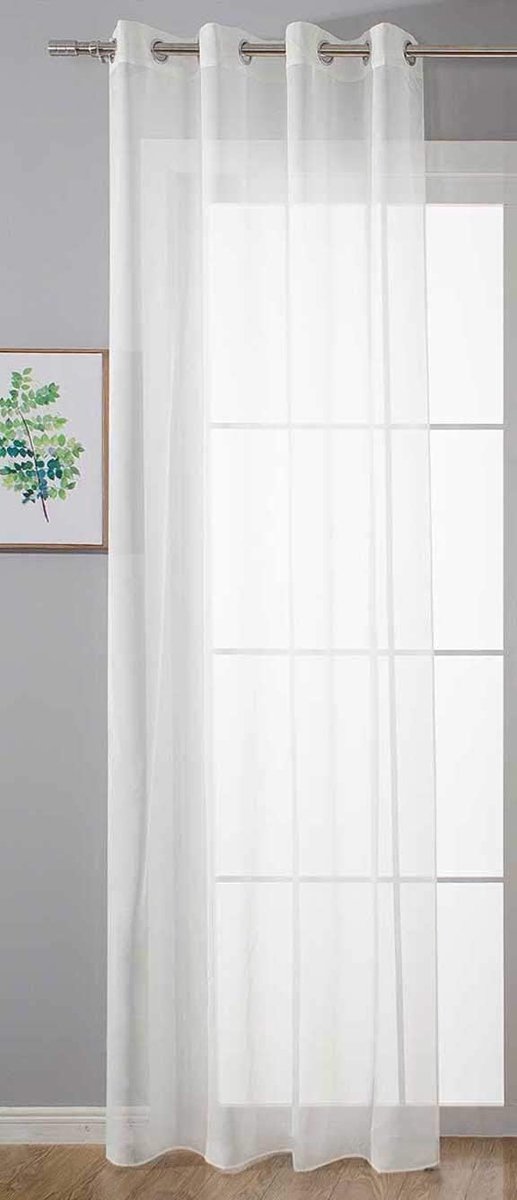 transparant »Uni« gordijn H x B 245 x 140 cm wit Stores gordijn oogjes loodband woonkamer 20332-cn