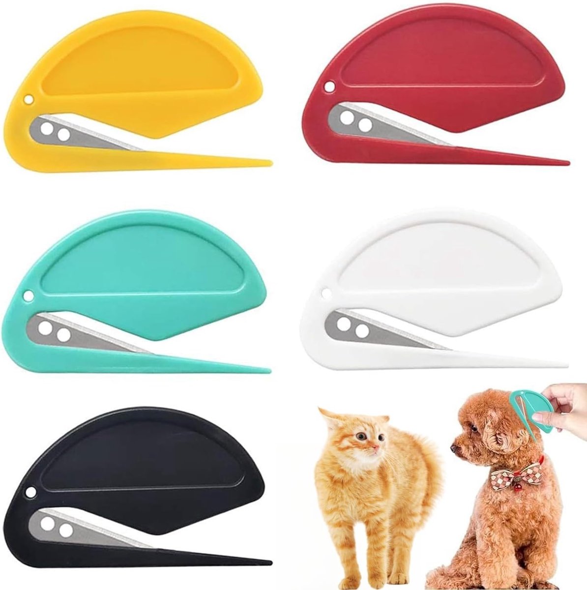 Button Cutter voor Honden en Katten, 5 Stuks, Haartrimmer en Knoop Ontvlechter voor Huisdieren, Ideaal voor Lange Vachten en Knoopvrij Maken