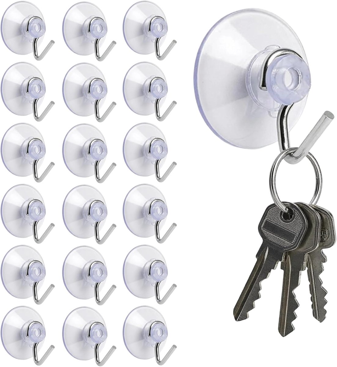20 wandhaken met zuignappen, zuignappen, multifunctionele haken