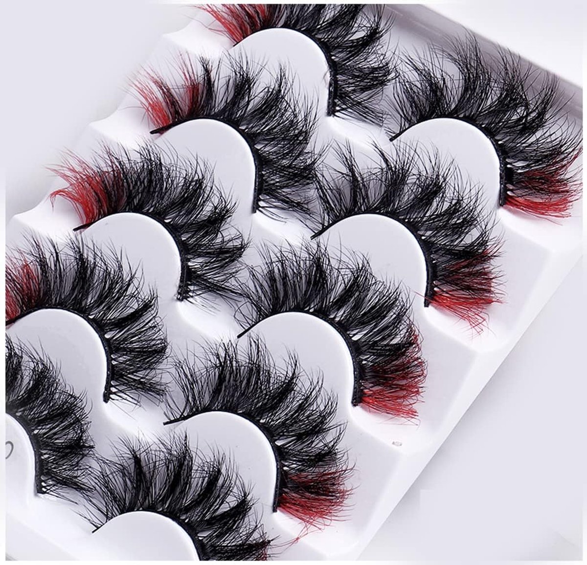 wimpers, 5D kunstwimpers met gekleurde nepwimpers, Wispies, pluizige gekleurde wimpers, dramatische strip, wimpers voor Kerstmis, cosplay, kostuums, nepwimpers, 5 paar