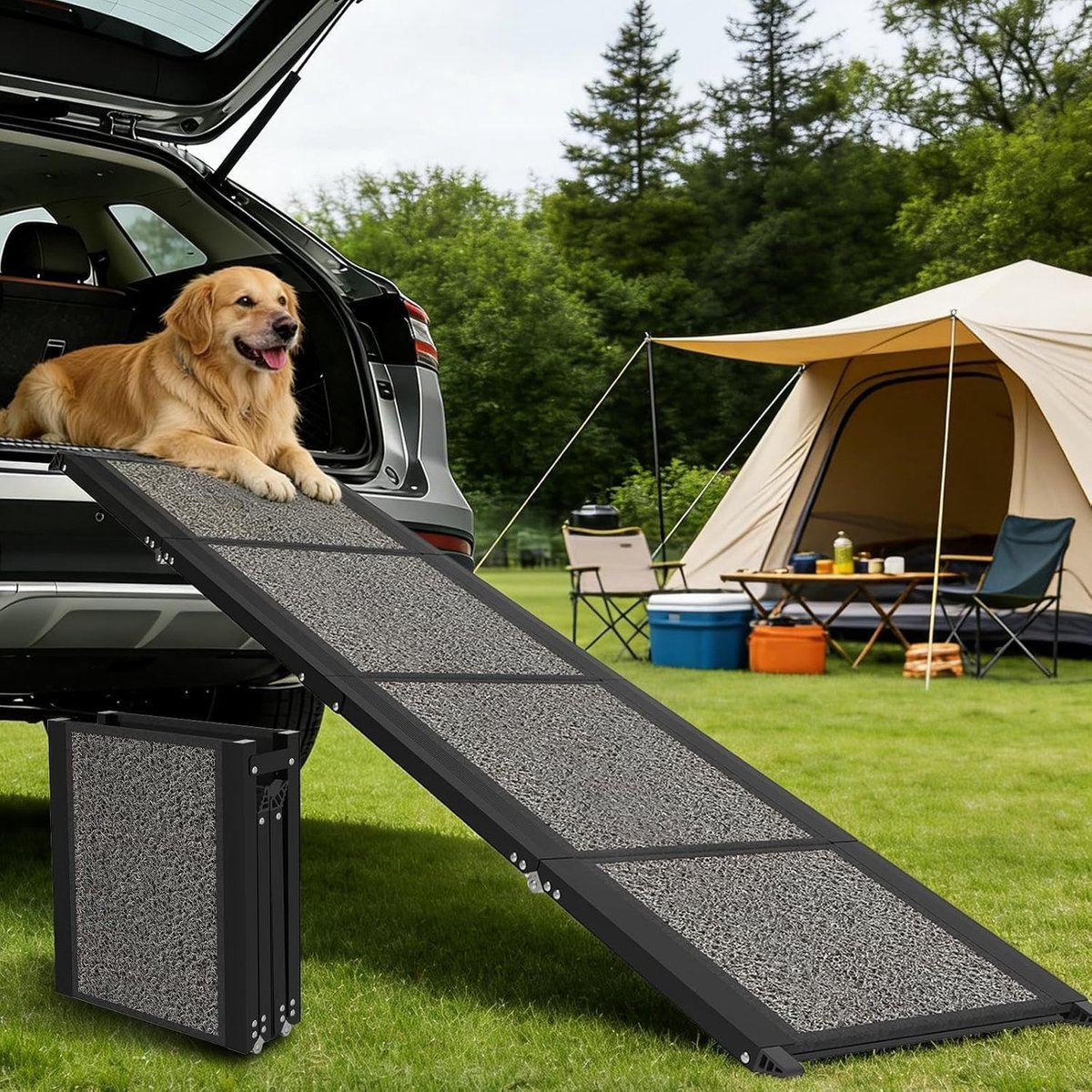 Opvouwbare Hond Loopplank voor Auto 160 cm, Antislip Hondentrap voor Grote Honden, Draagbare Loopplank voor SUV en Bestelwagens