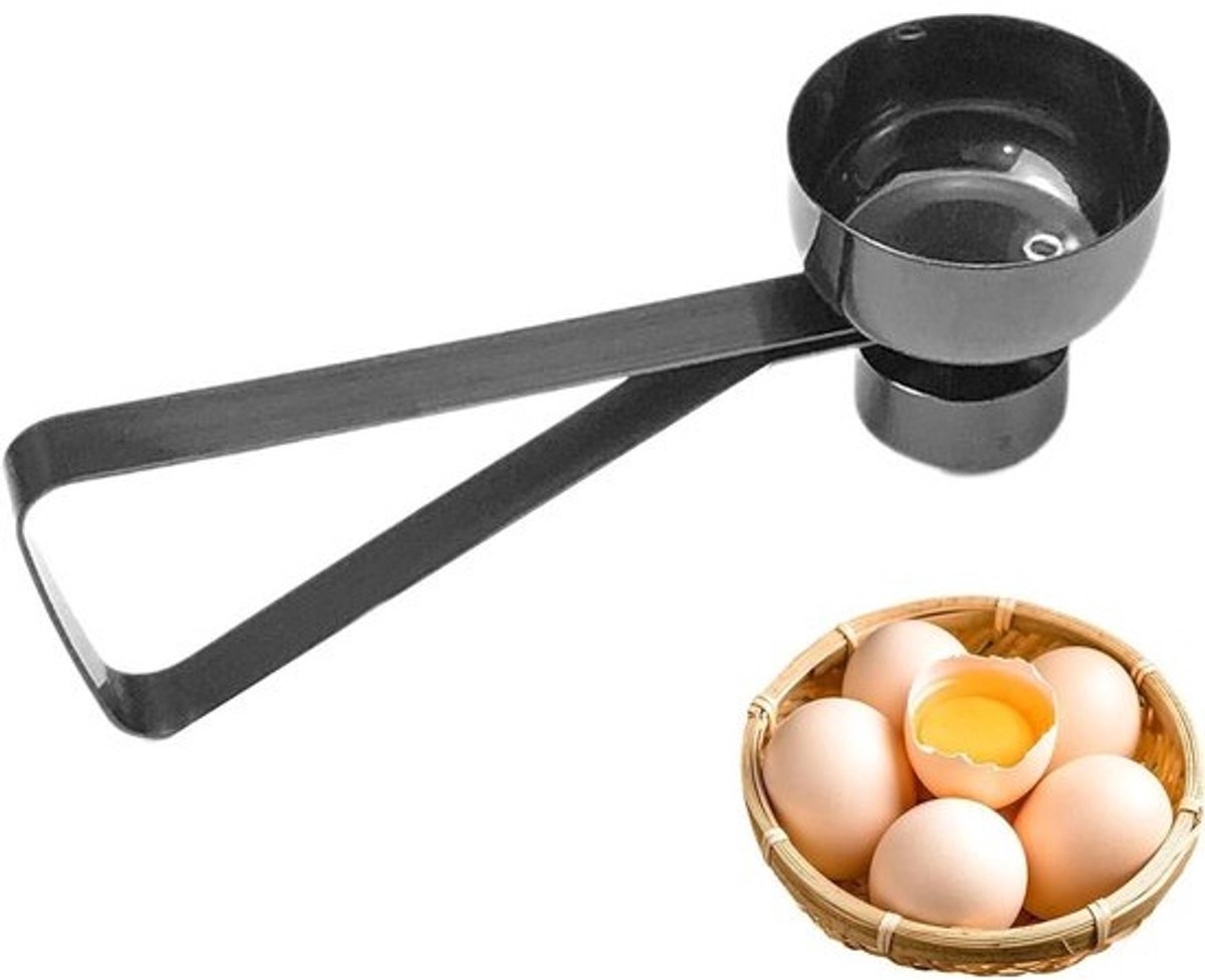 Eierkoekjes Opzetstuk - Koekjes Gereedschap - Eieren Openen - Spiegelgepolijst Oppervlak - 11 Centimeter - Zwart