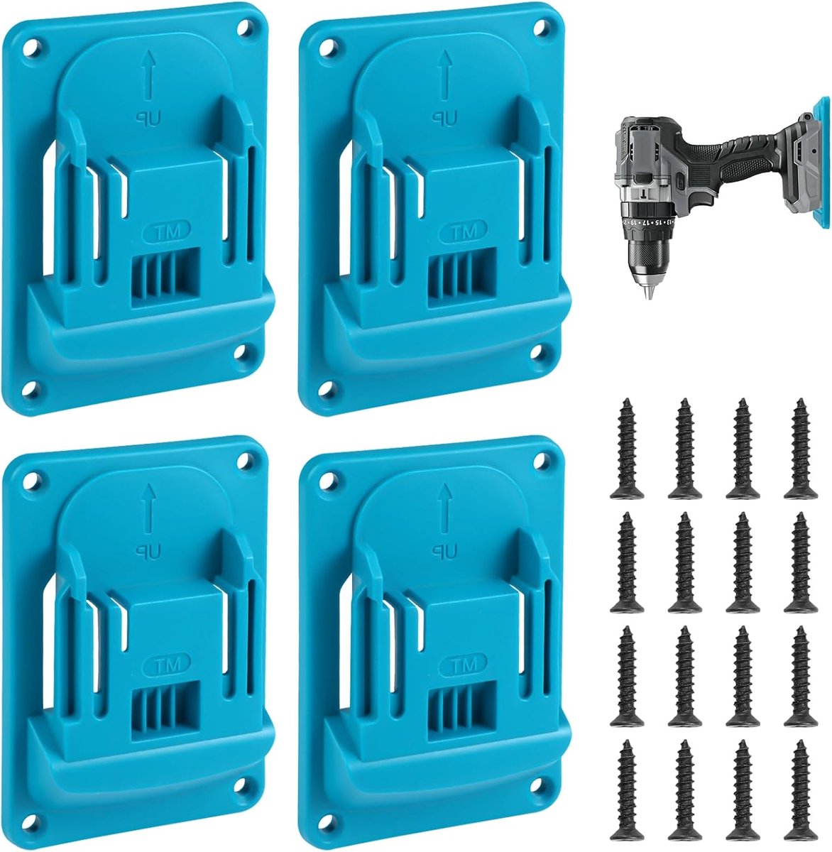 Dailygoods - Wandhouder Gereedschap - Gereedschap Boor Mount - Duurzaam en Lichtgewicht - Blauw-Groen - Gereedschap Organisatie - Ideaal voor Werkplaa