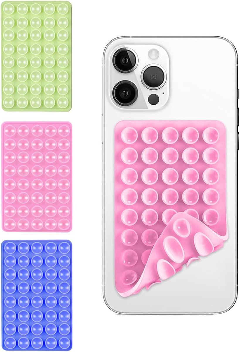 Dailygoods- Zuignappen - 3 Stuks - Siliconen - Dubbelzijdig - Antislip - Handsfree - Sterk Zuigvermogen - Telefoonhouder