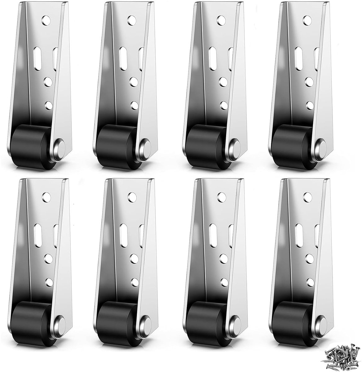 Dailygoods- Meubelwielen 23 mm - Zwenkwielen - Stille Rollen - Metalen Plaat - Set van 8 - Inclusief 24 Spijkers