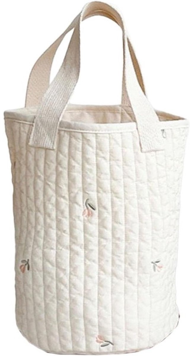 Katoenen Tote Bag - Handtas Opbergtas - Baby Spullen Organiseren - Gewatteerd Borduurwerk - 25 x 35 cm - Niet gespecificeerd