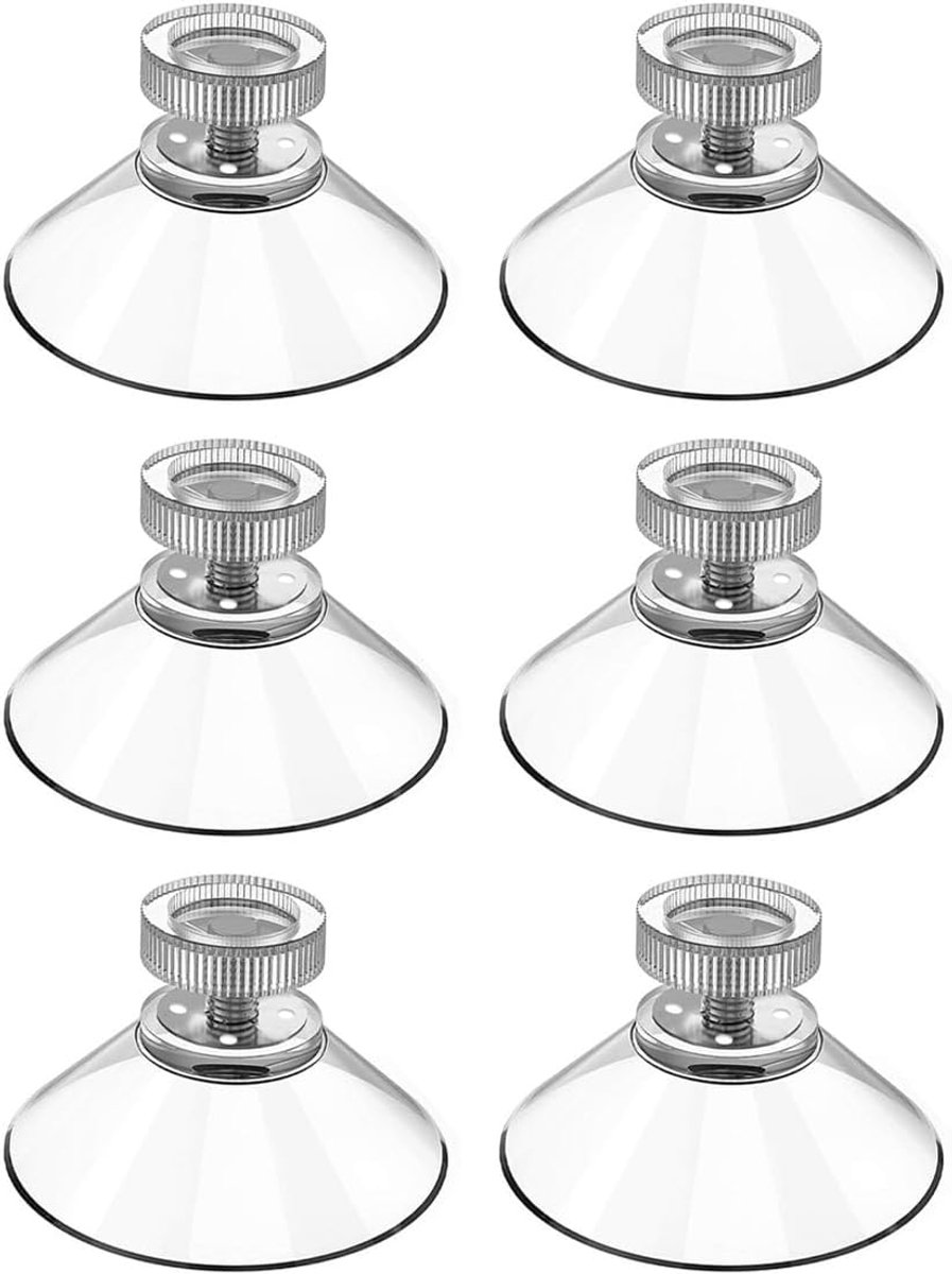 Dailygoods- Zuignappen 32 mm - 6 Stuks - Gekartelde Moerhouder - Boorvrije Installatie - Geschikt voor Gladde Oppervlakken - Transparante Constructie