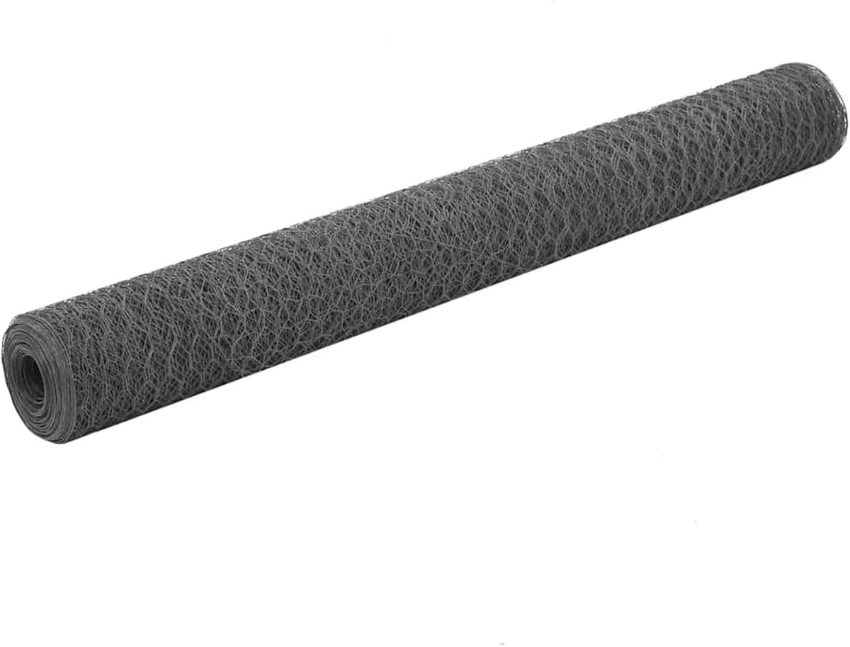 Yorten Draadgaas met pvc-coating, hondenhek, kattenhek, kippenhek, grijs, 25 x 1,2 m (L x H) zeshoekig maaswijdte 25 mm