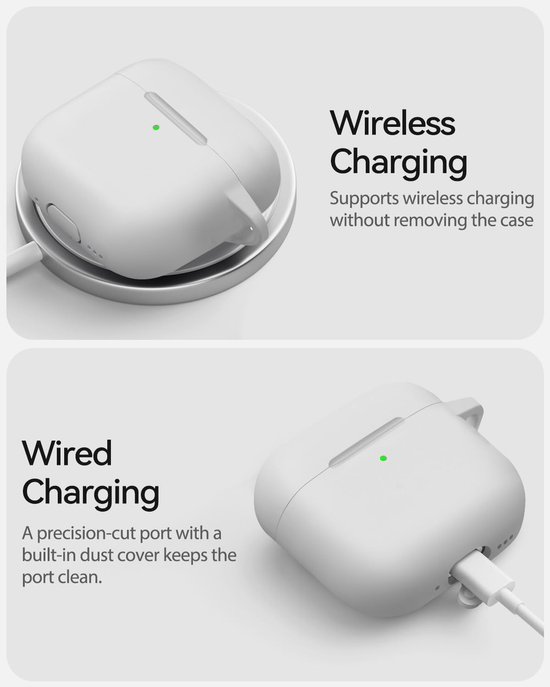 Siliconen voor AirPods 4 Hoes, D3-Light Gray — afbeelding 3