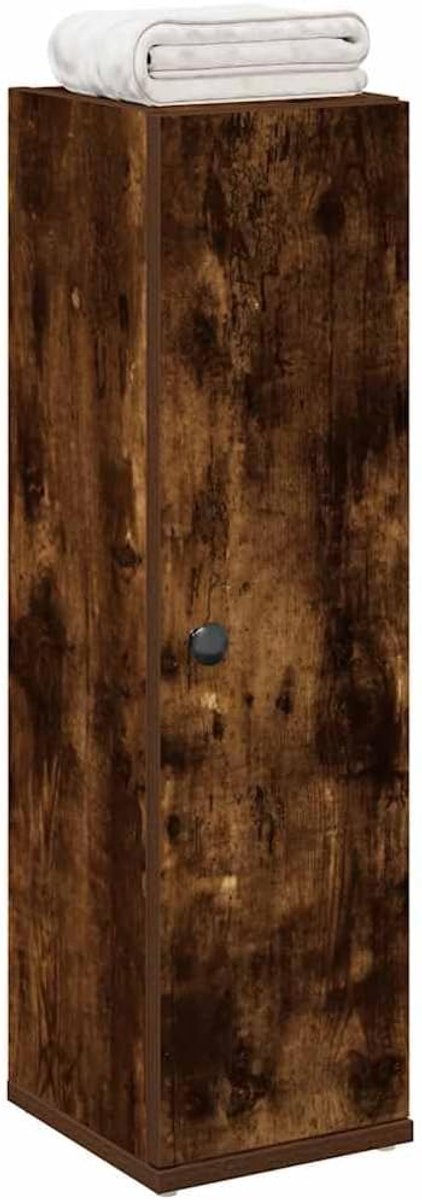 Badkamerkast met rolhouder, rookeiken, 20,5 x 22 x 72 cm, houtmateriaal