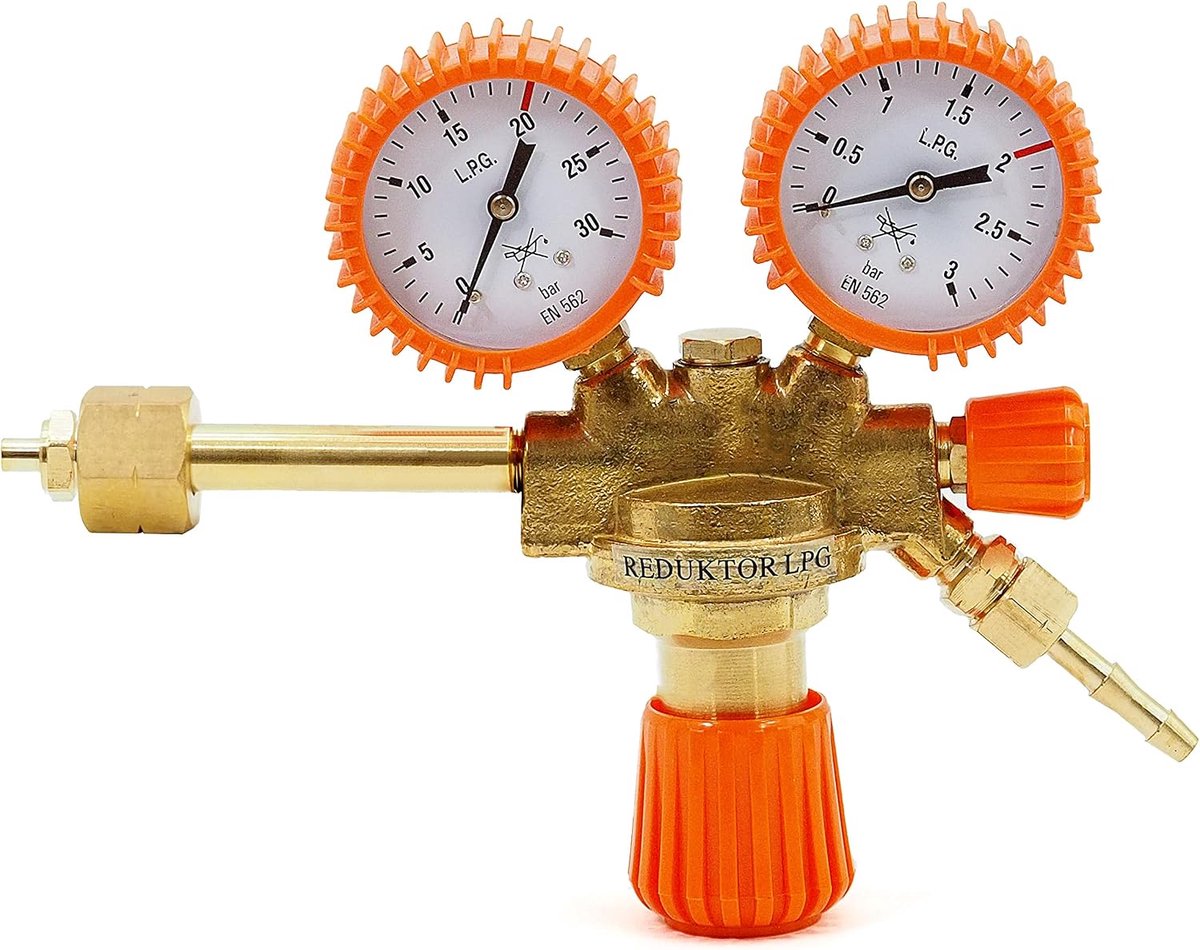 Lpg-reducerende drukregelaar 2 gauge slang 8 mm 1,5 bar 3/8 LH 6 kg/h