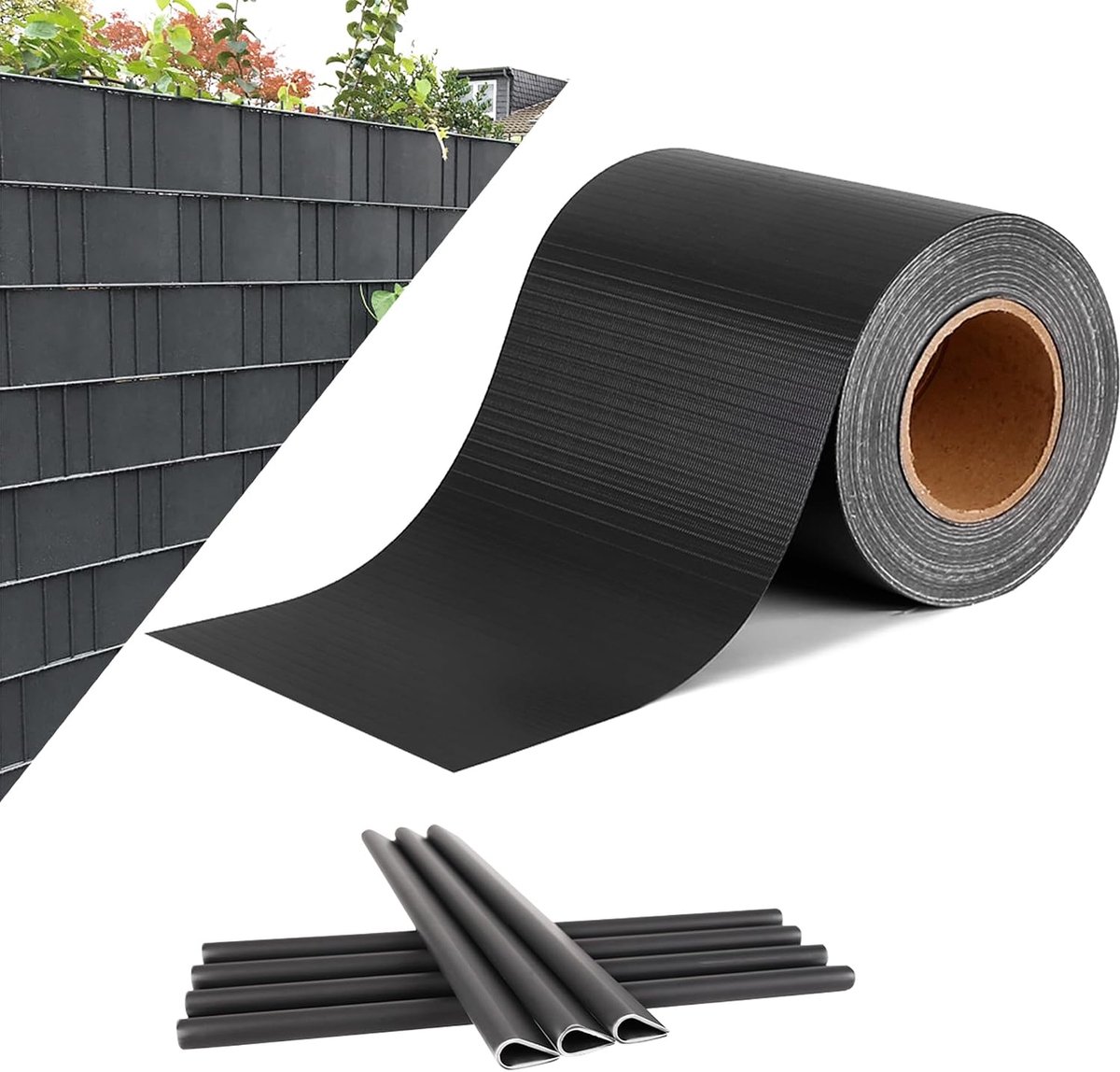 PVC Inkijkwerende stroken voor dubbelstaafmatten omheining Staafmattenhek Inkijkbescherming hek folie 35mx19cm incl. bevestigingsclips 450g / m² windscherm tuin tuinhek antraciet