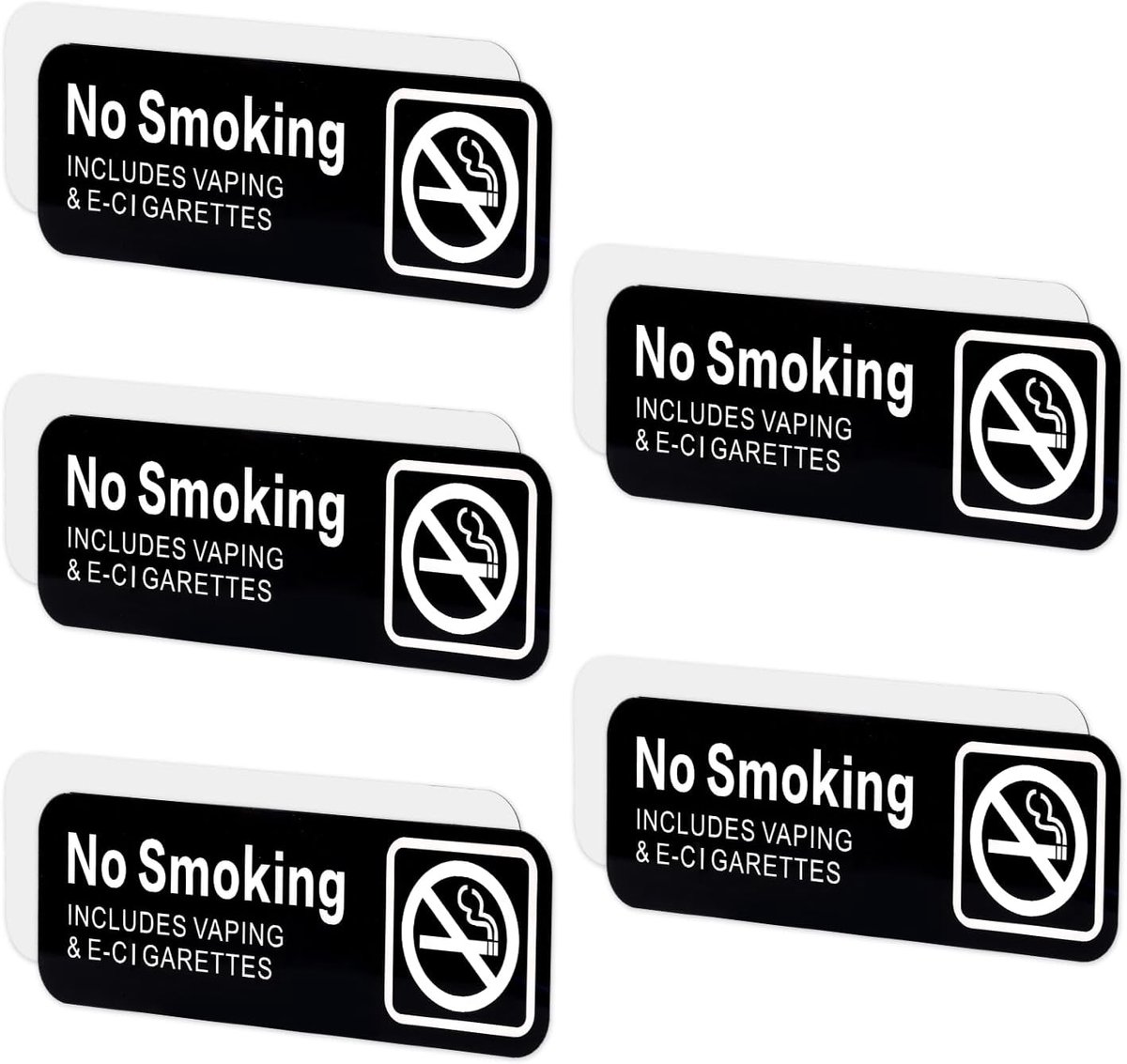 5st Niet Roken Niet-Vapen Bord voor Zakelijk, 22,8x7,6cm Acryl Niet Roken Borden Zelfklevend Niet Roken of Niet-Vapen Bord Eenvoudig te Installeren voor Zakelijk Thuis op Kantoor (Zwart)