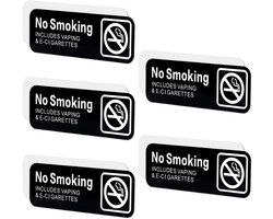 5st Niet Roken Niet-Vapen Bord voor Zakelijk, 22,8x7,6cm Acryl Niet Roken Borden Zelfklevend Niet Roken of Niet-Vapen Bord Eenvoudig te Installeren voor Zakelijk Thuis op Kantoor (Zwart)