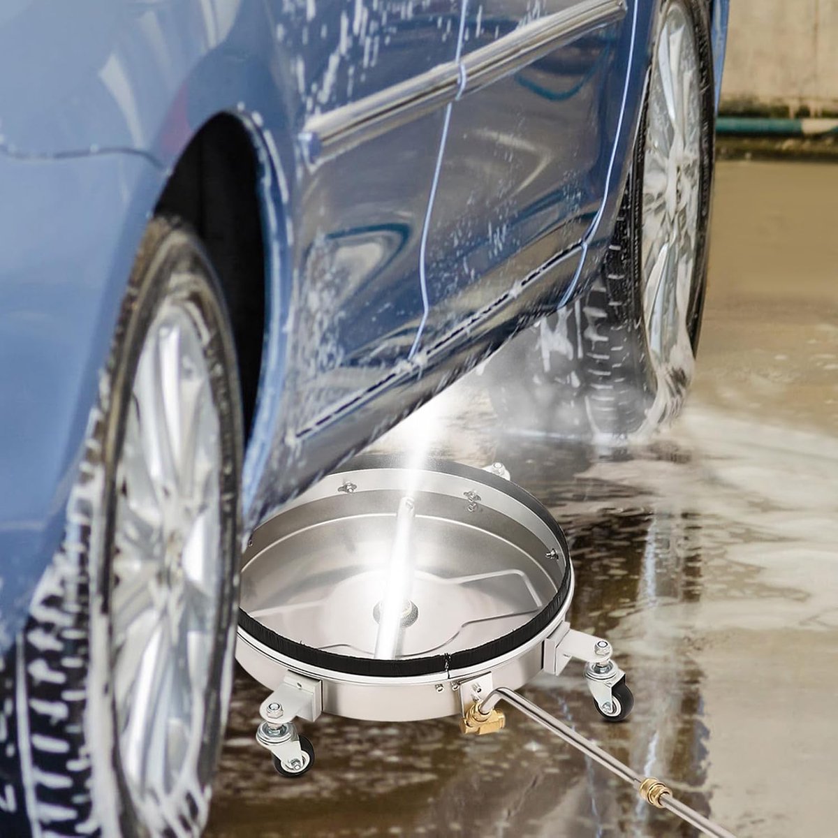 2-in-1 oppervlaktereiniger, 4000 psi hogedrukreiniger Surface Cleaner, hogedrukreiniger-opzetstuk met 4 wielen, 2 sproeimondstukken, 3/8 inch interface