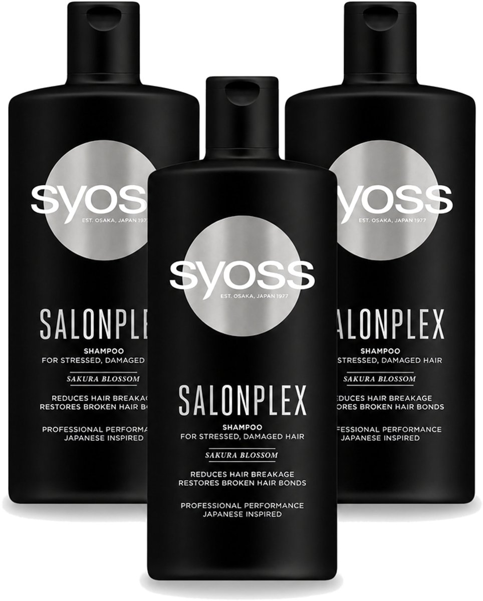 3 x Syoss Salonplex Shampoo - Shampoo - Bescherming - 440 ml - Voordeelverpakking - 3 stuks