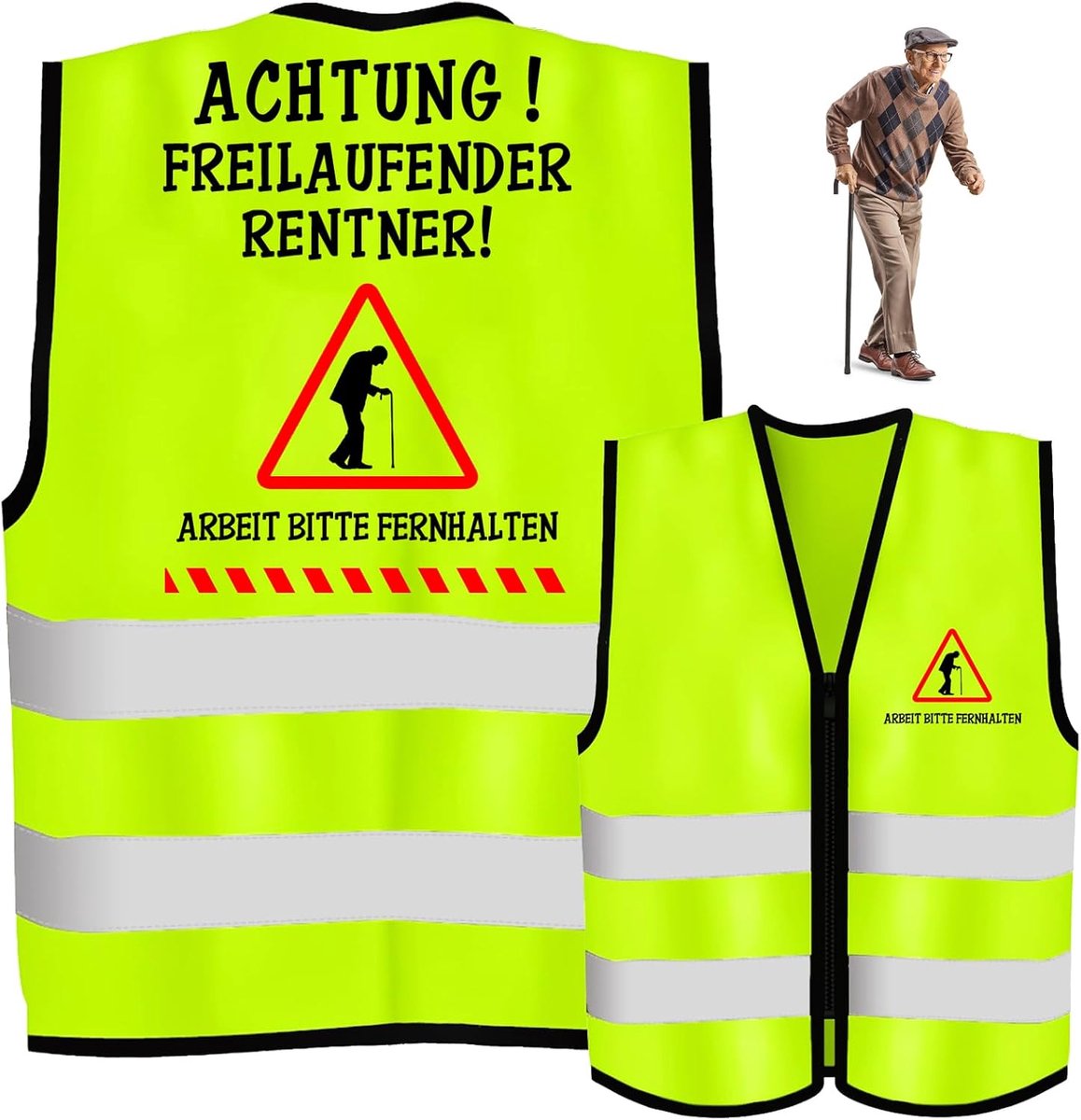 cadeau voor mannen en vrouwen, gepensioneerden, grappig gepensioneerde, reflecterend vest met ritssluiting, voor dames en heren, afscheidscadeau, collega, pensioen, cadeau