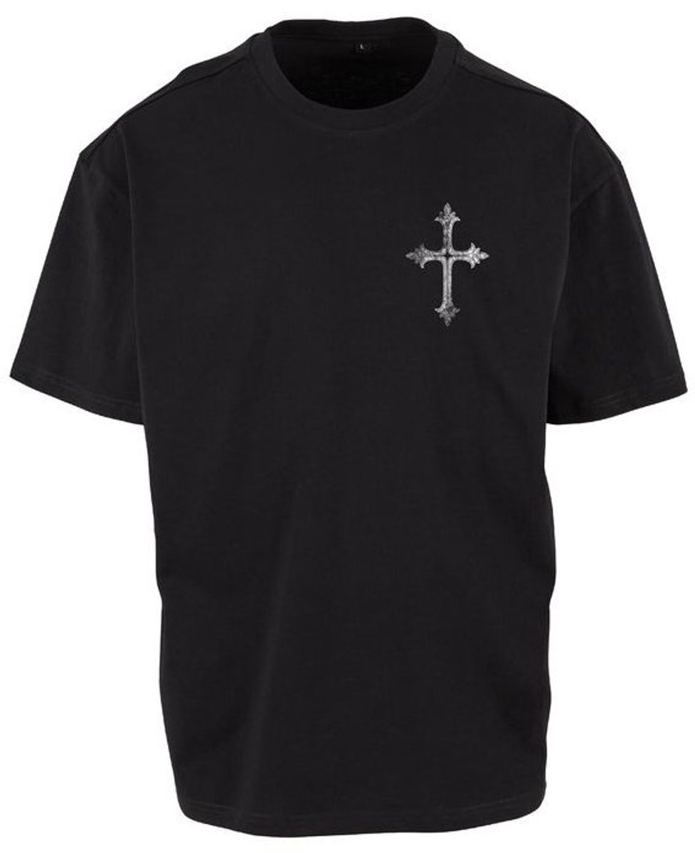 Mister Tee Vintage Pray Cross Oversize Heren Tshirt L Zwart