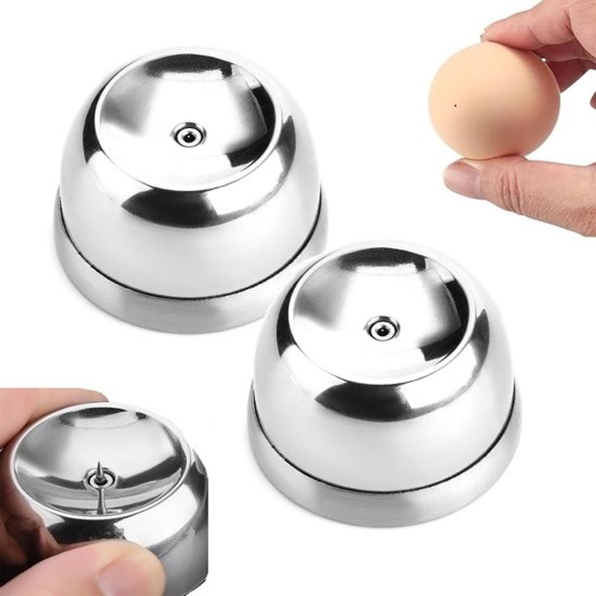 Eierprikkers - Keuken Gadget - Voorbereiding Eieren - Roestvrij Staal - 5.4x5.4x3.4cm