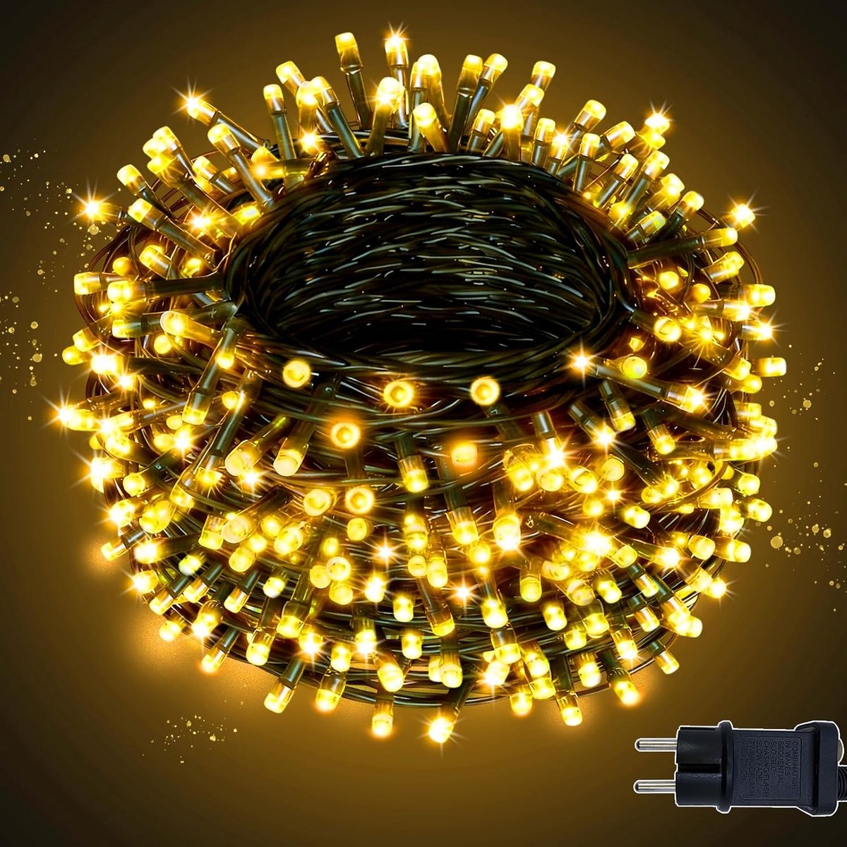 Led-lichtsnoer voor buiten, 80 m, 800 leds, met stekker, 8 modi, IP44 waterdicht, met timer, geheugenfunctie, voor buiten, tuin, bruiloft, Kerstmis, feest, warmwit