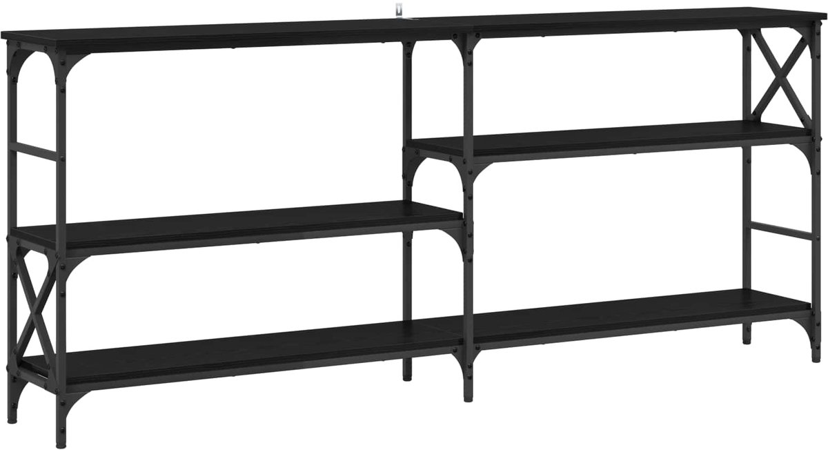 vidaXL Wandtafel - Zwart - eiken - 180 - x - 29 - x - 76,5 - cm - metaal - PB Zwart eiken