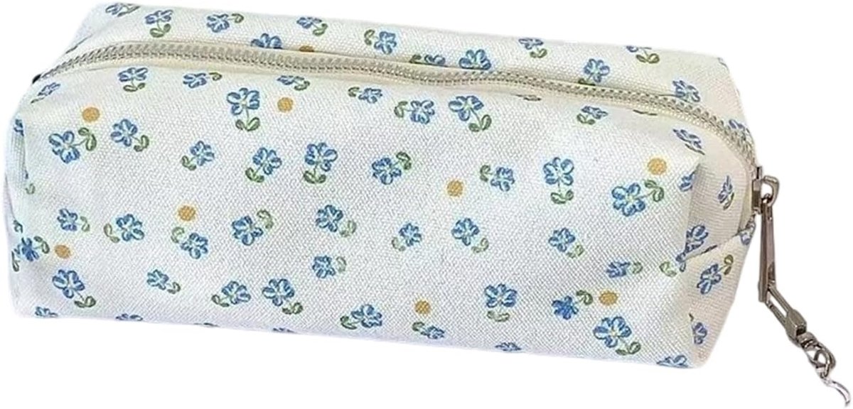 Schattige meisje studenten make-uptasje - grote capaciteit pennenetui voor schoolspullen - klein blauw pennenzakje potlooddoos