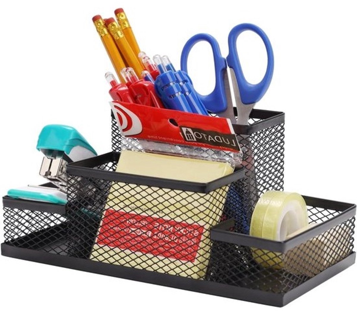 Bureau Organizer - Pennenhouder Bureau - Bureau Opbergen - 4 Compartimenten - 20x10x9 cm - Zwart