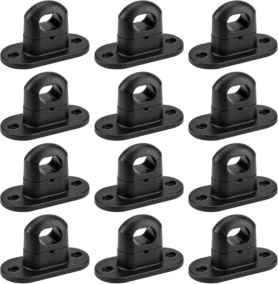 12 stuks schroefsluitingen voor ovale ogen, kunststof dekzeilen, draaisluitingen, zwart, 42 x 22 mm, bevestiging dekzeil met ogen, zeilogen voor aanhangerzeil, afdekzeil, vrachtwagenzeil