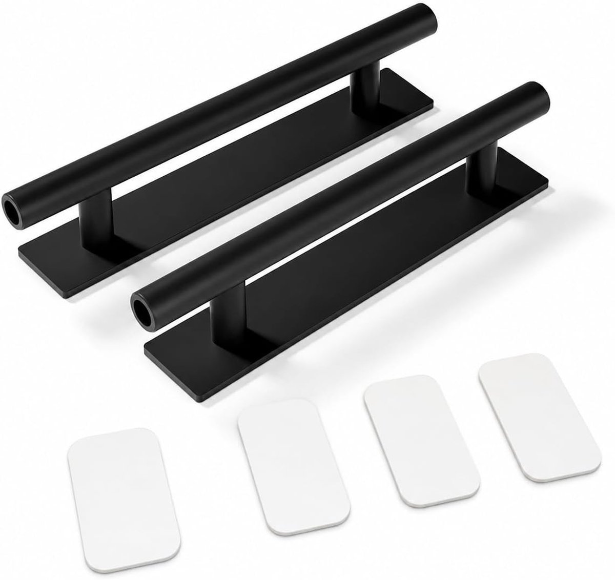 Kastgrepen, zwart, zelfklevend, set van 2, handgrepen voor keukenkasten, 150 mm, roestvrij staal, meubelgreep, zwart, zonder boren, met kleefpads, meubelgrepen voor laden, kasten, glas en