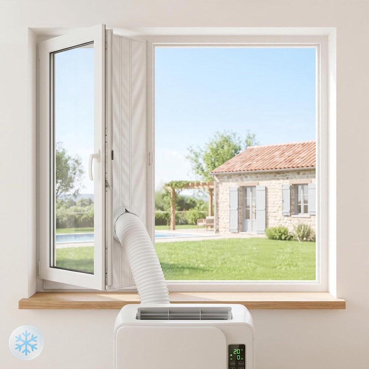 raamafdichting voor mobiele airconditioners | Wasdroger, afvoerdroger, Hot Air Stop, 400 cm, voor bevestiging aan ramen, dakramen, vleugelramen