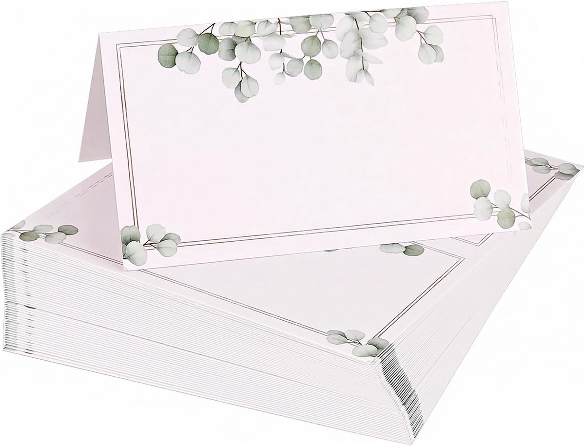 50 tafelkaarten voor bruiloft, naambordjes voor verjaardag en feest, decoratieve kaarten voor tafeldecoratie, om zelf te beschrijven met viltstift, elegant voor gastgeschenken en menukaarten