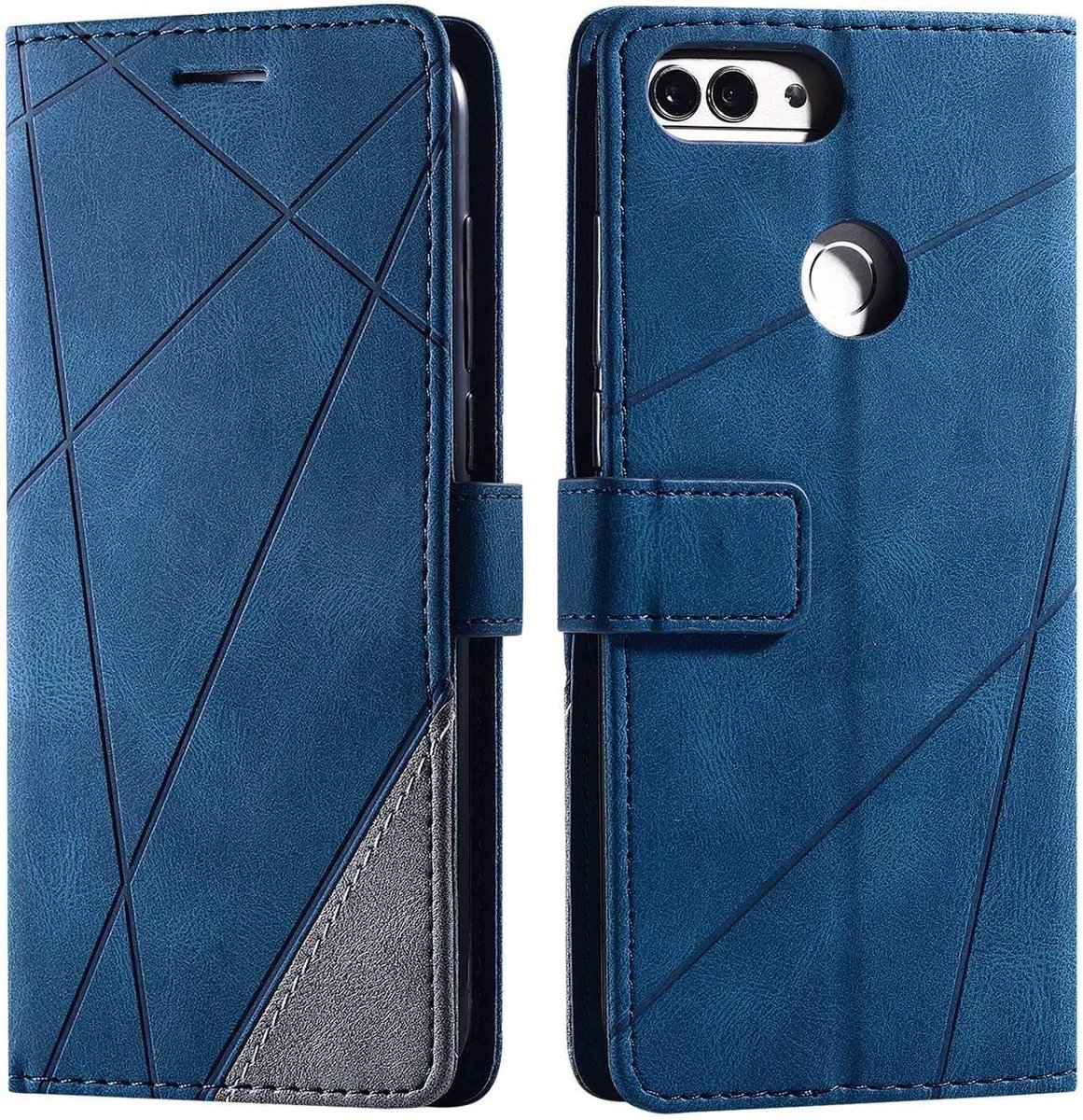 Hoesje voor Huawei P Smart 2018 / Huawei Enjoy 7S, PU Lederen Beschermhoesje Flip Beschermhoes Telefoonhoes Telefoonhoesje voor Huawei P Smart 2018 / Huawei Enjoy 7S, Blauw