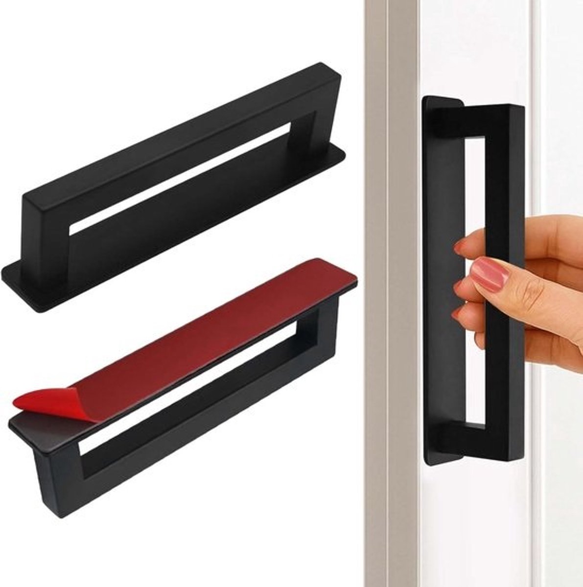 Set van 2 Zelfklevende Deurgrepen 150mm - RVS Duw- en Trekhandgrepen voor Keuken, Meubels en Kasten