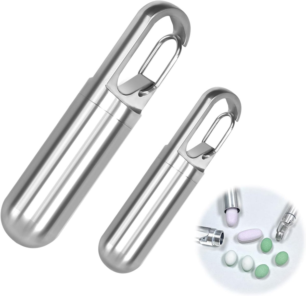 Compacte Pillendoos voor Sleutelhanger - Metalen Reisdoos voor Tablets, Ideaal voor Kamperen, Wandelen en Outdoor Activiteiten