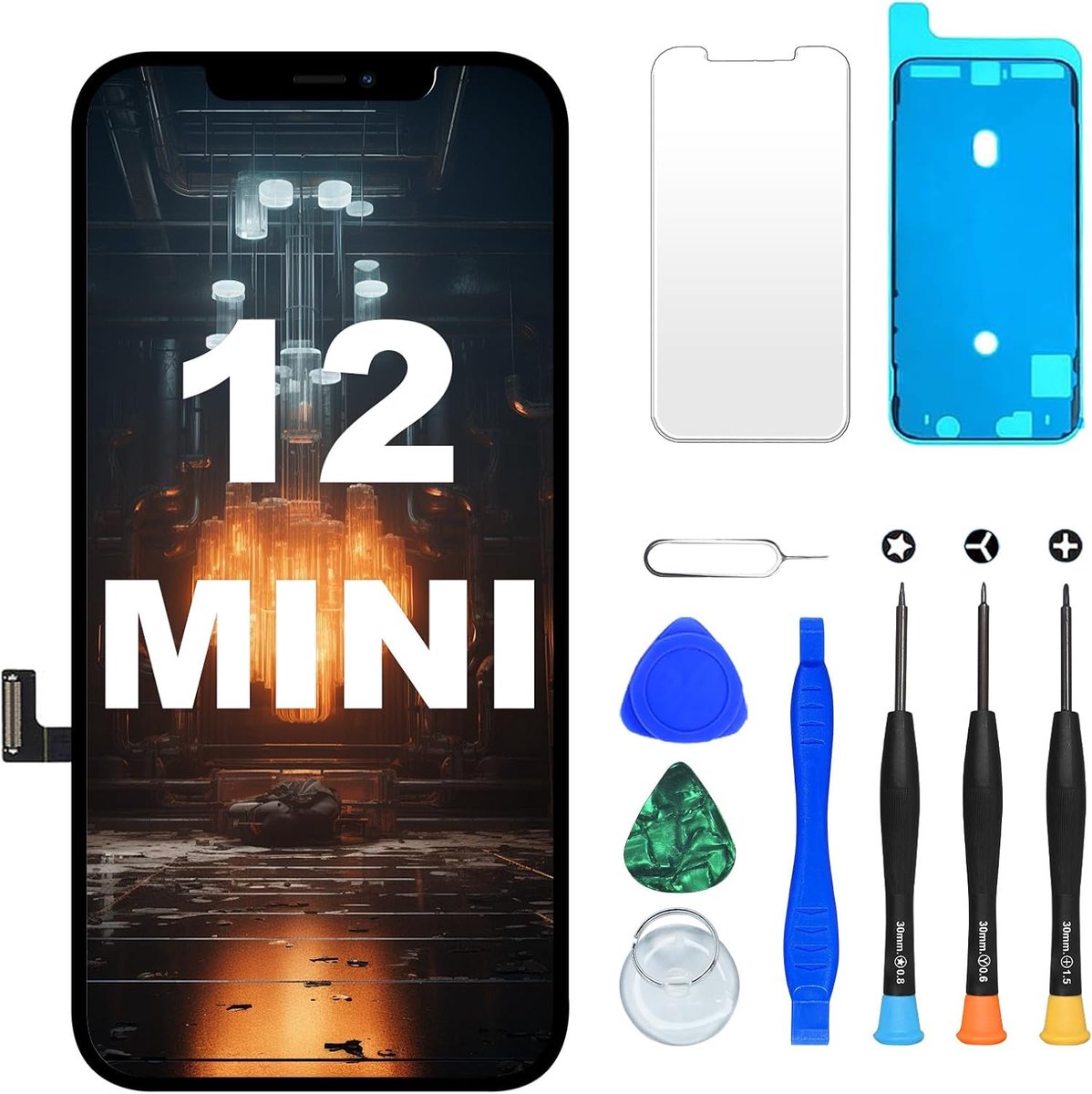 Scherm Vervanging voor iPhone 12 Mini Display, 5,4 inch Truetone Face ID LCD-scherm voor iPhone 12 Mini Display Screen Vervanging Digitizer Reparatieset