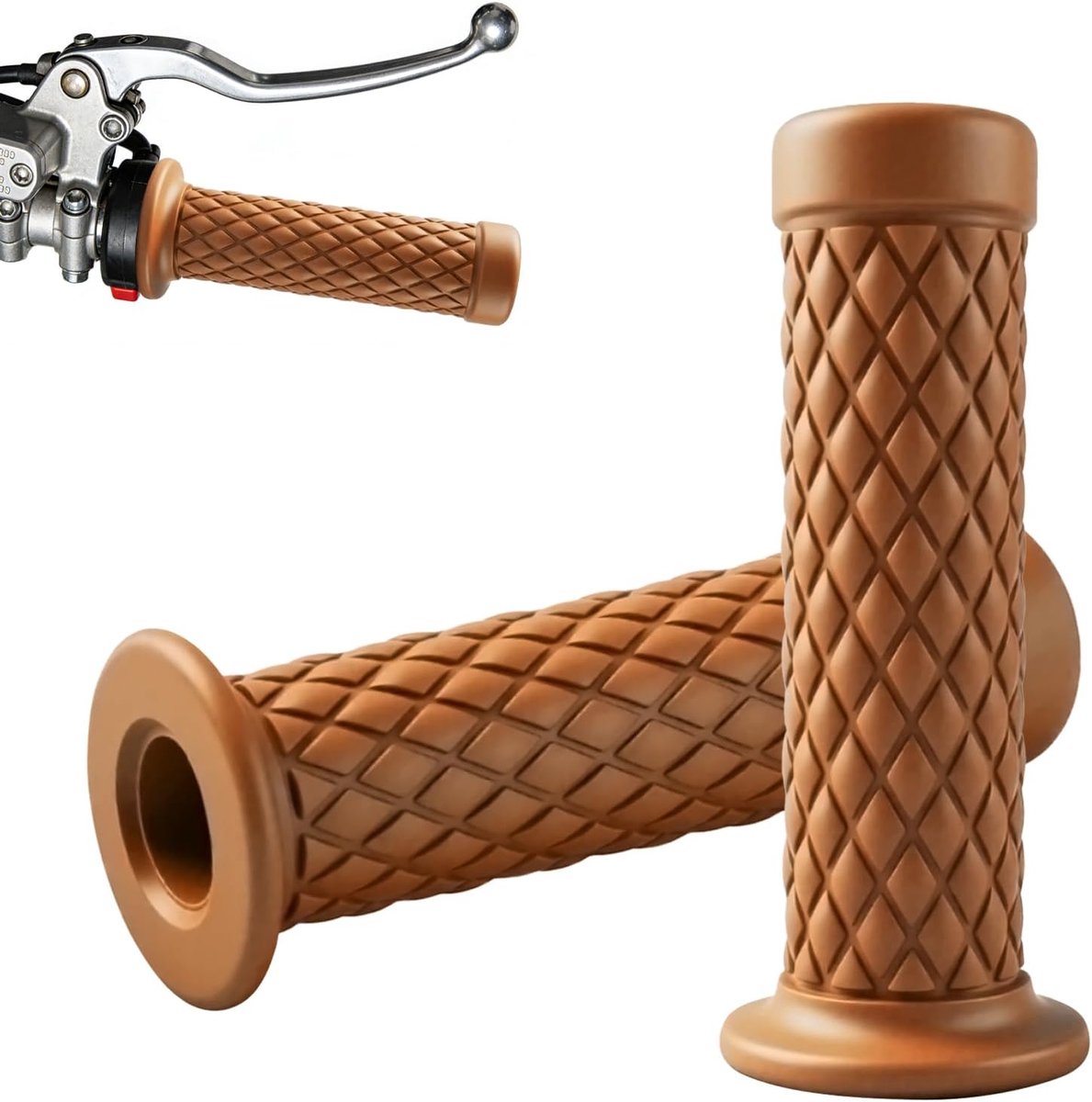 2 stuks motorfiets stuurgrepen, rubberen motor crossmotor stuurgreep, 22 mm/24 mm antislip motorfiets handvatten, universele handgreep handgreep hand gaspedaal grip voor motorcross Dirt Pit Bike