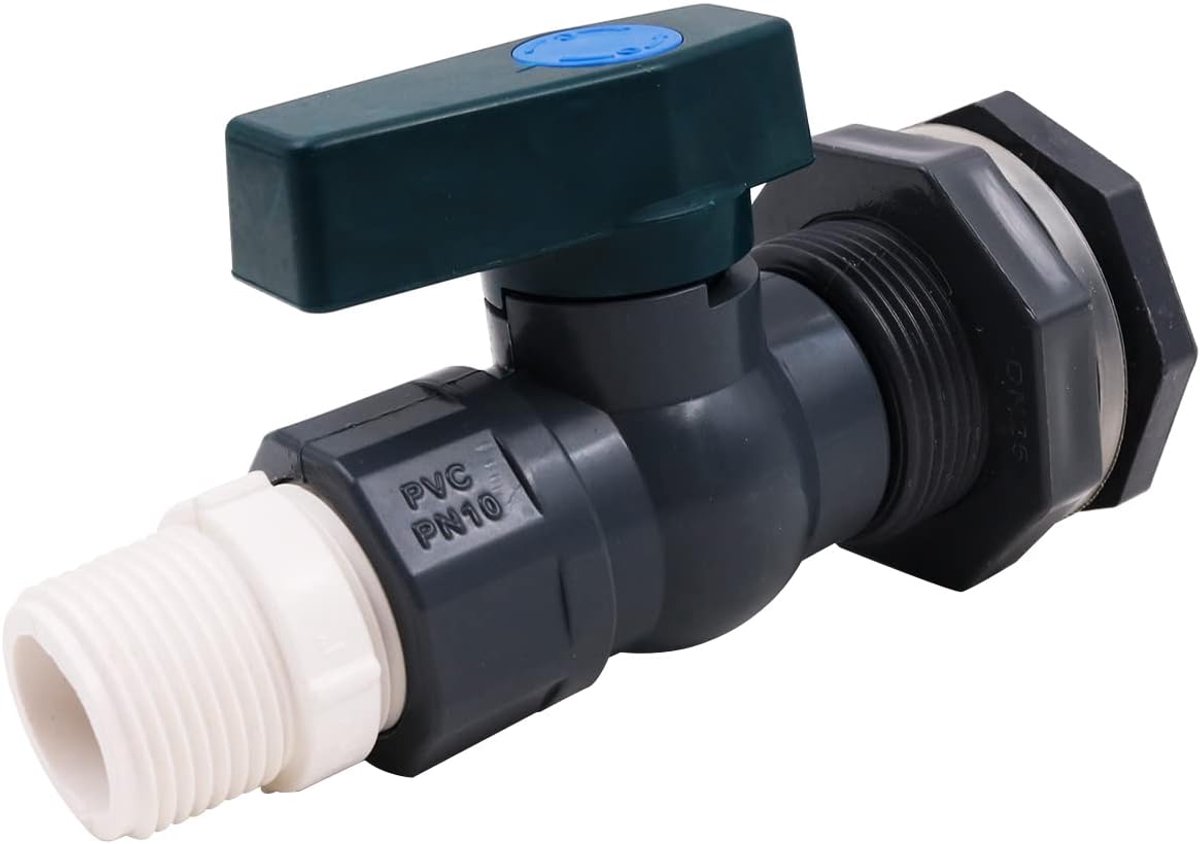 Dailygoods - 1 Inch PVC Spigot Regenvatkraan Kit - Waterafvoer - Duurzaam PVC - Regenwateroplossing - Geschikt voor Tuin en Zwembad