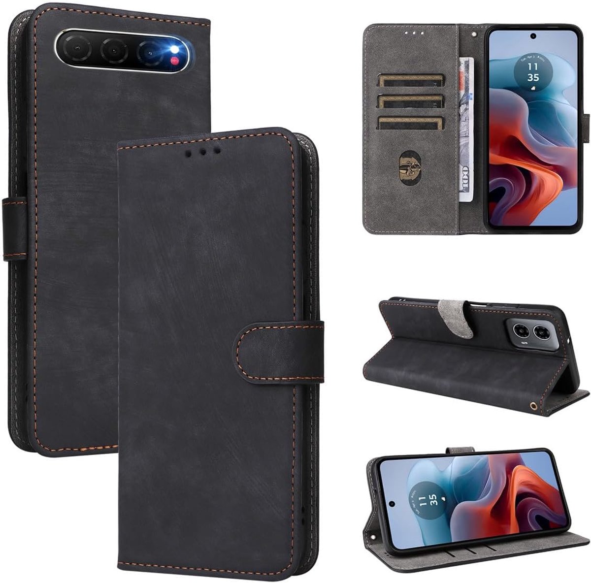 Hoesje voor ZTE Nubia Air, Portemonnee Flip Telefoonhoes met TPU Bumper Binnenkant, Met RFID Anti-diefstal Functie. Black