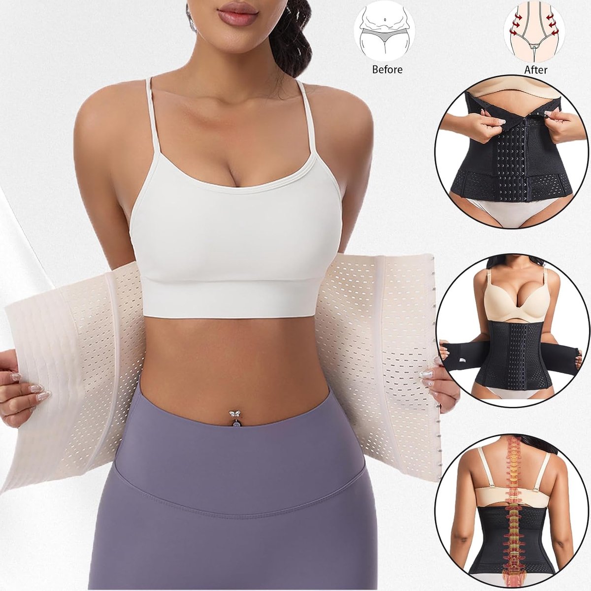 tailletrainer voor dames en heren, taille-trimmerriem, fitnessriem, verstelbare zweetriem, snel afvallen, snelle vetverbrander, rugtraining - buiktrainer, keizersnede buikriem