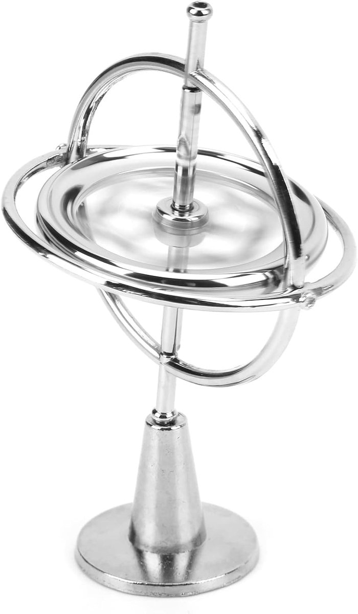 Metalen gyroscoop, anti-zwaartekracht, roterende tol, pedagogisch voor en volwassenen, zinklegering, zilver