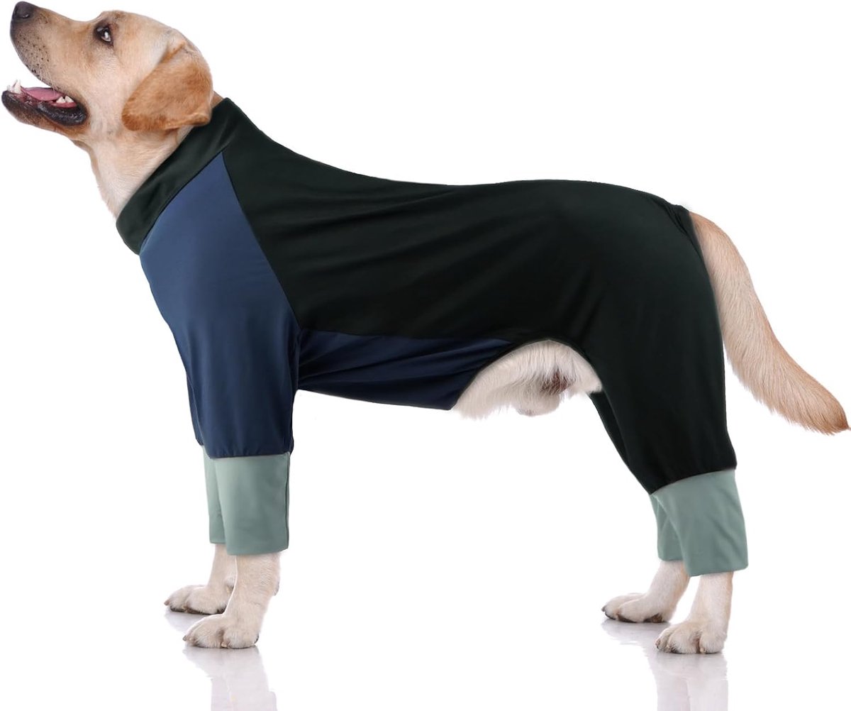 Shirt met bescherming tegen de zon voor honden, onesie met vier poten, volledig lichaamspak, sneldrogende zomerkleding voor honden, hondenpyjama met ritssluiting aan de achterkant