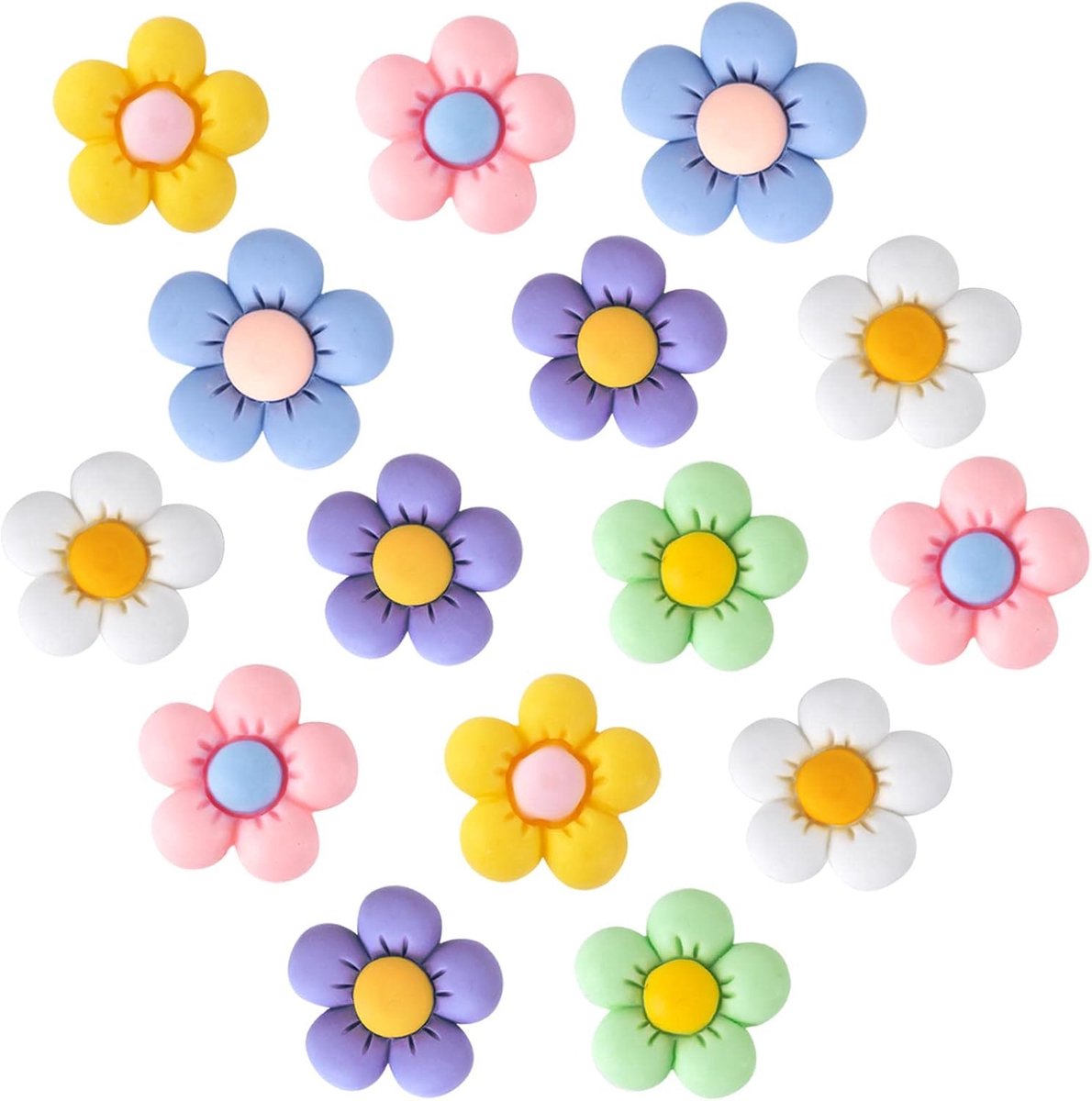 Knopen, kleurrijke bloemenhars-accessoires, DIY Shoe Floral Creative accessoires, zomersandaal en slipper decoratieve schoengesp, 2cm, 2.5cm, kunsthars, Geen edelsteen
