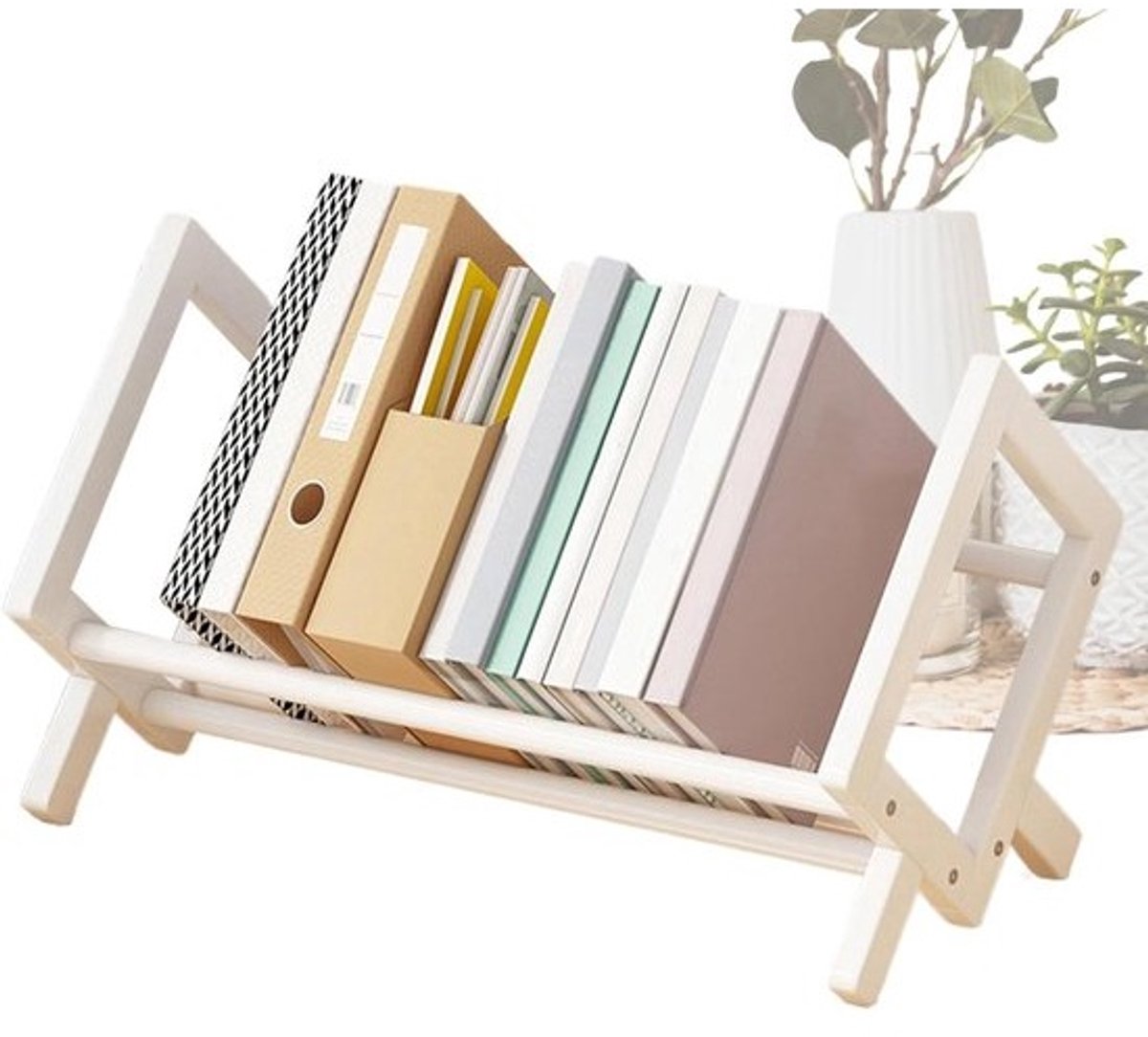 Bureau boekenrek - Tafel organizer - Werkplek organiseren - Stabiele structuur - 48 x 236 x 48 mm - Wit