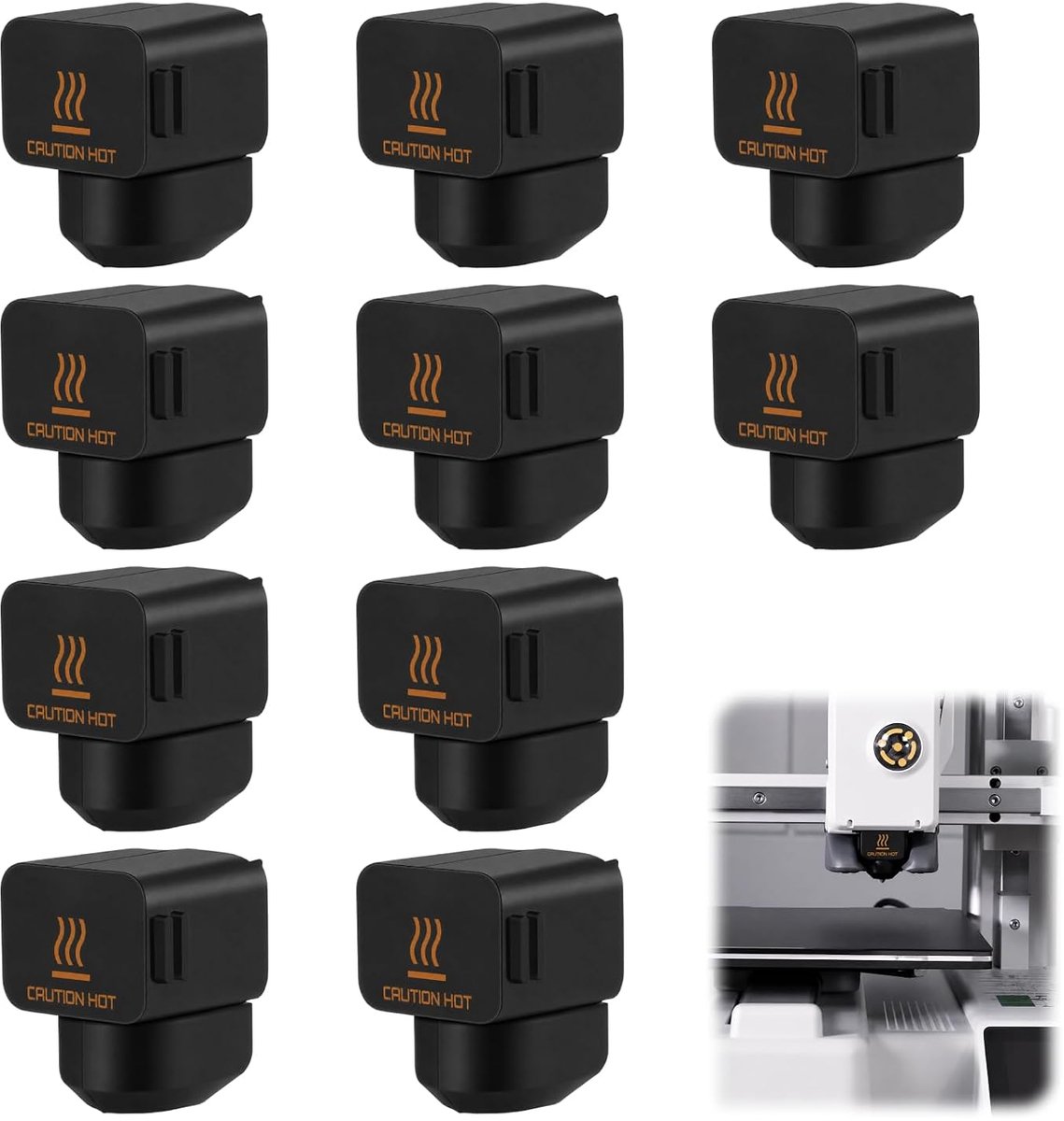 10 siliconen sokken voor Bambu Lab A1/A1 Mini Hotend, 3D-printer, hotend-accessoires, hittebestendig tot 300 °C, anti-aanbakverwarmingsblok, bescherming voor stabiele druktemperaturen en schoon