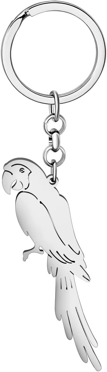 Leuke Valkparkiet ara Papegaai Sleutelhangers Auto Sleutelhanger Charms Sieraden Geschenken Voor Vrouwen Meisjes Decor, Verzilverde ara #2, 59mm x15mm