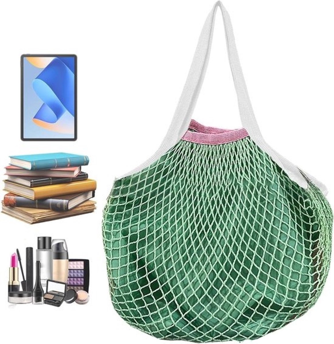 Katoenen nettas - Herbruikbare tas - Boodschappen doen - Grote capaciteit - 73 x 48 cm - Natuurlijk
