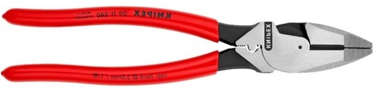 Kracht Kombitang - Combinatietang - Krachtig Knippen - 50% Krachtbesparing - 240 mm - Rood